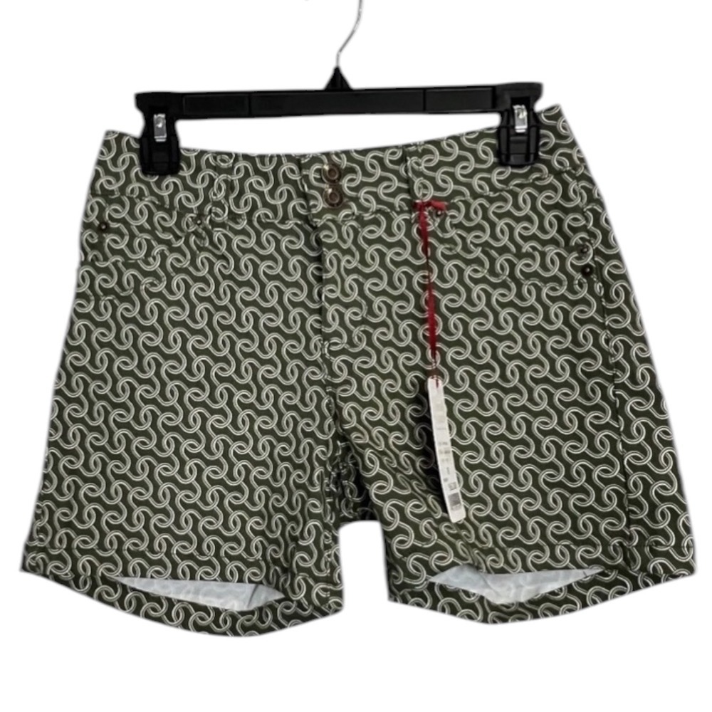 NWT - Sabrina Lauren Women's Olive Green Geometric Print Shorts - Size 8